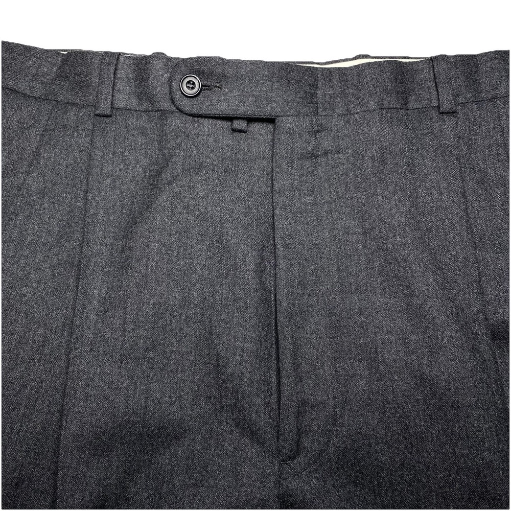 Aquascutum Dress Pant (39x30 Cuffed) Flannel Wool Pleated Dark Gray Quiet Luxury - Picture 1 of 12